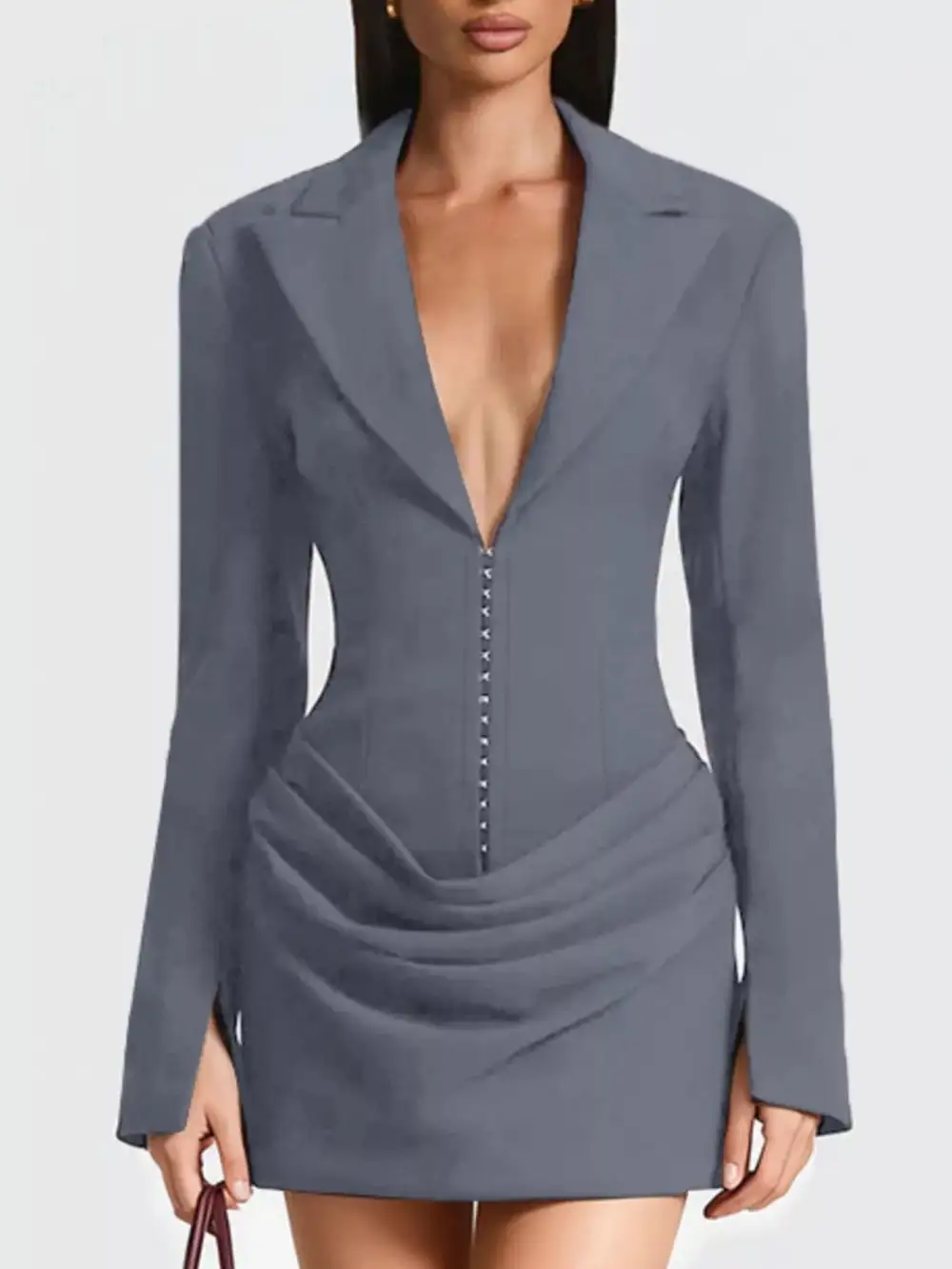 Full Size Blazer- Sleeve Mini Dress Plus Size