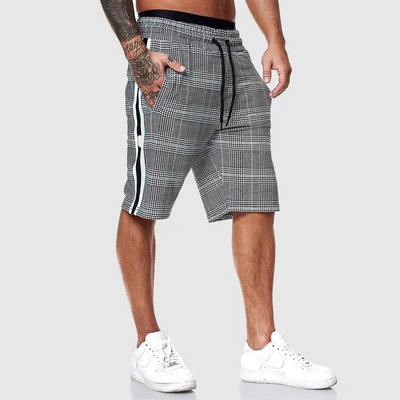 Men's Checked Pattern Relaxed Fit Streetwear Shorts