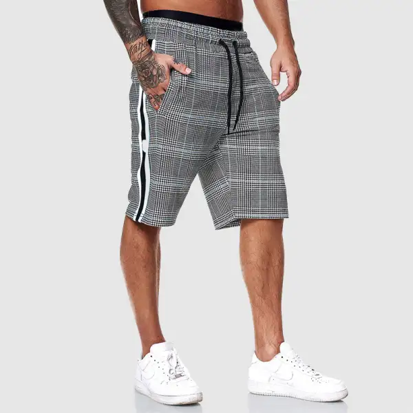 Men's Checked Pattern Relaxed Fit Streetwear Shorts