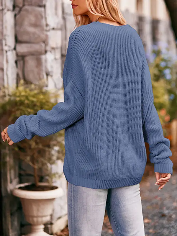 Women's Openwork Round-Neck Sweater