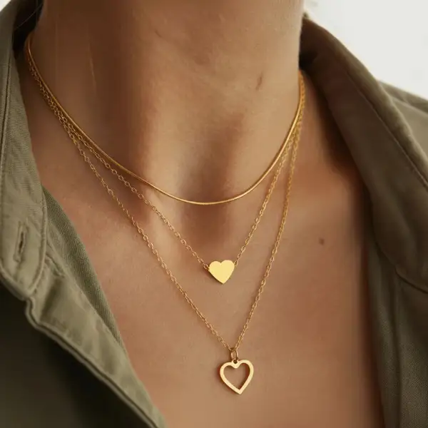 Heart Triple Charm Jewelry Set