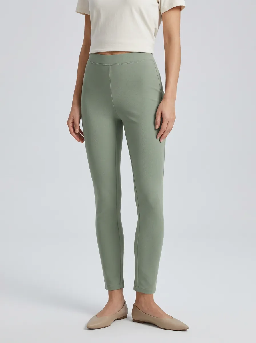 Lightweight-Look High-Stretch Mid-Rise Stretch Pants
