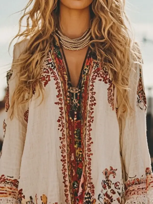 Lace Trim Long Sleeve Mini Dress