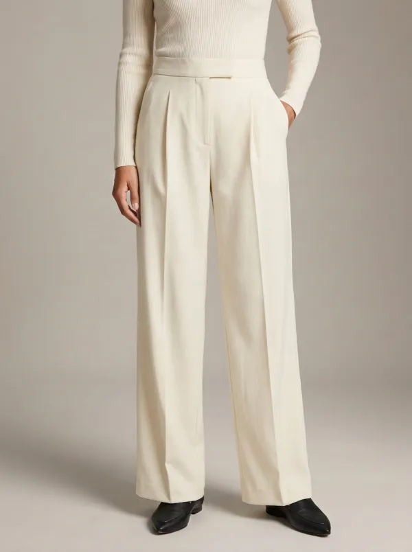 Everyday High-Waisted Pleated Wide-Leg Trousers