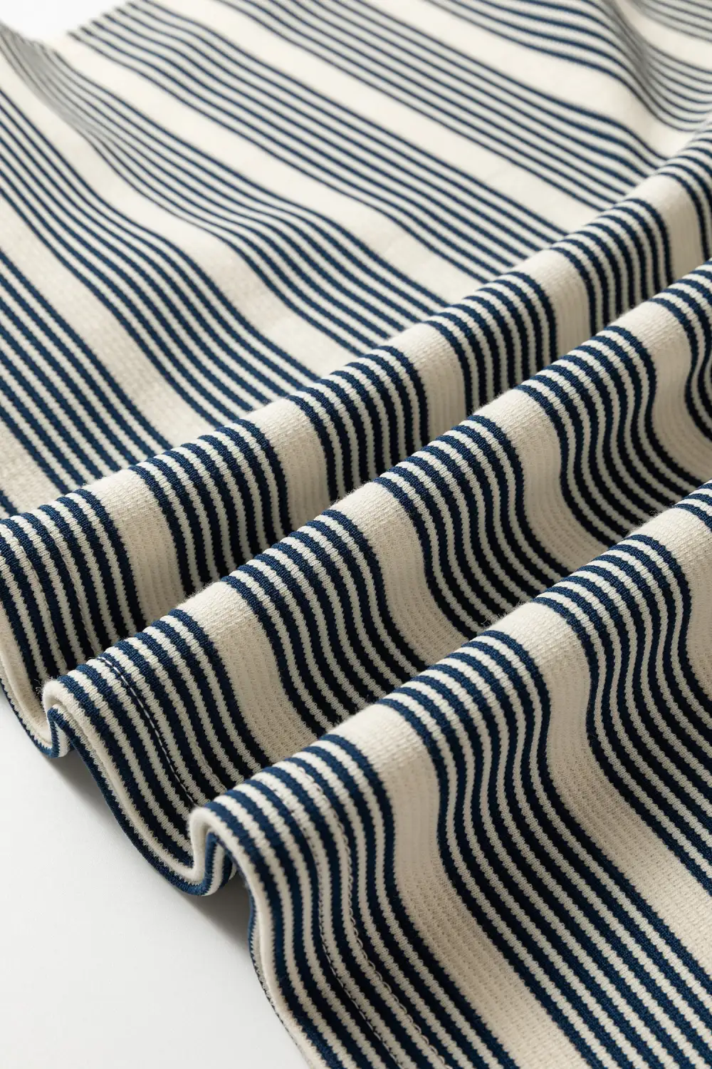 Striped Split Neck Ruffle Midi Dress
