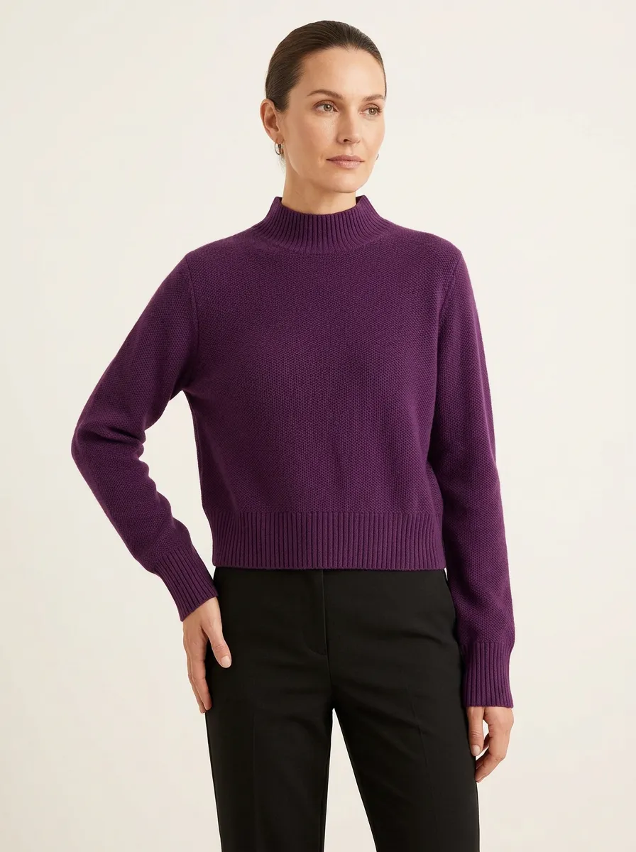 Women's Mock Neck Textured Knit Sweater