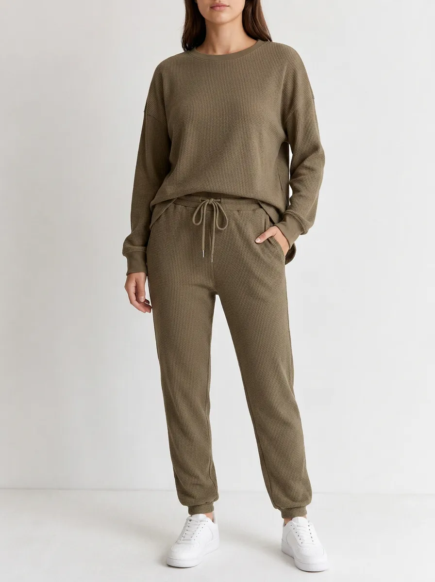 Unisex Streamlined Waffle Knit Long Sleeve Top