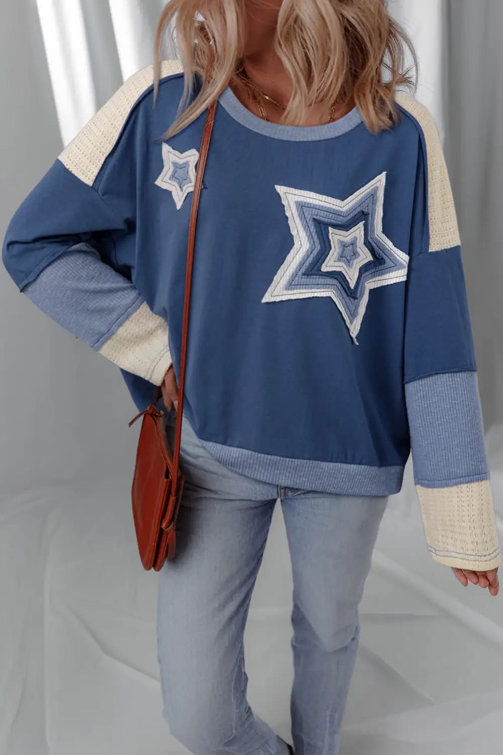Women's Colorblock Knit Long Sleeve Top