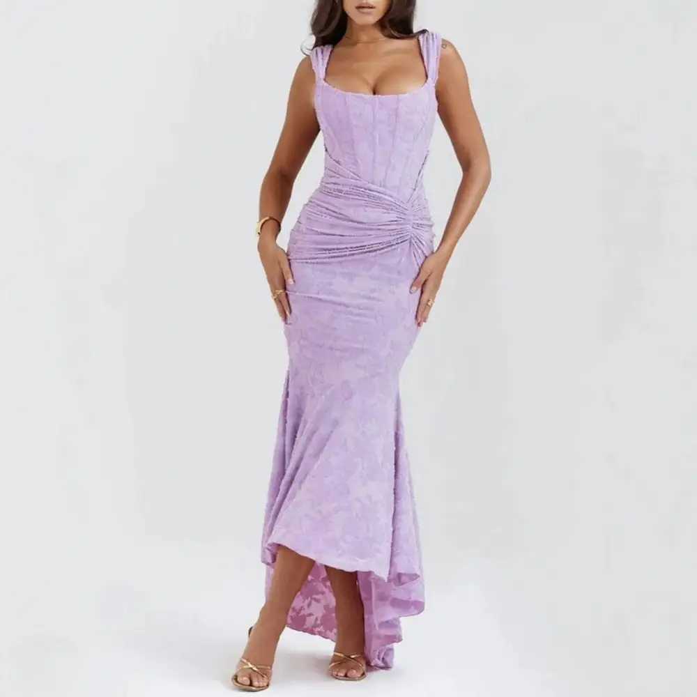 Women's Bodycon Jacquard Floral Ruched Dress