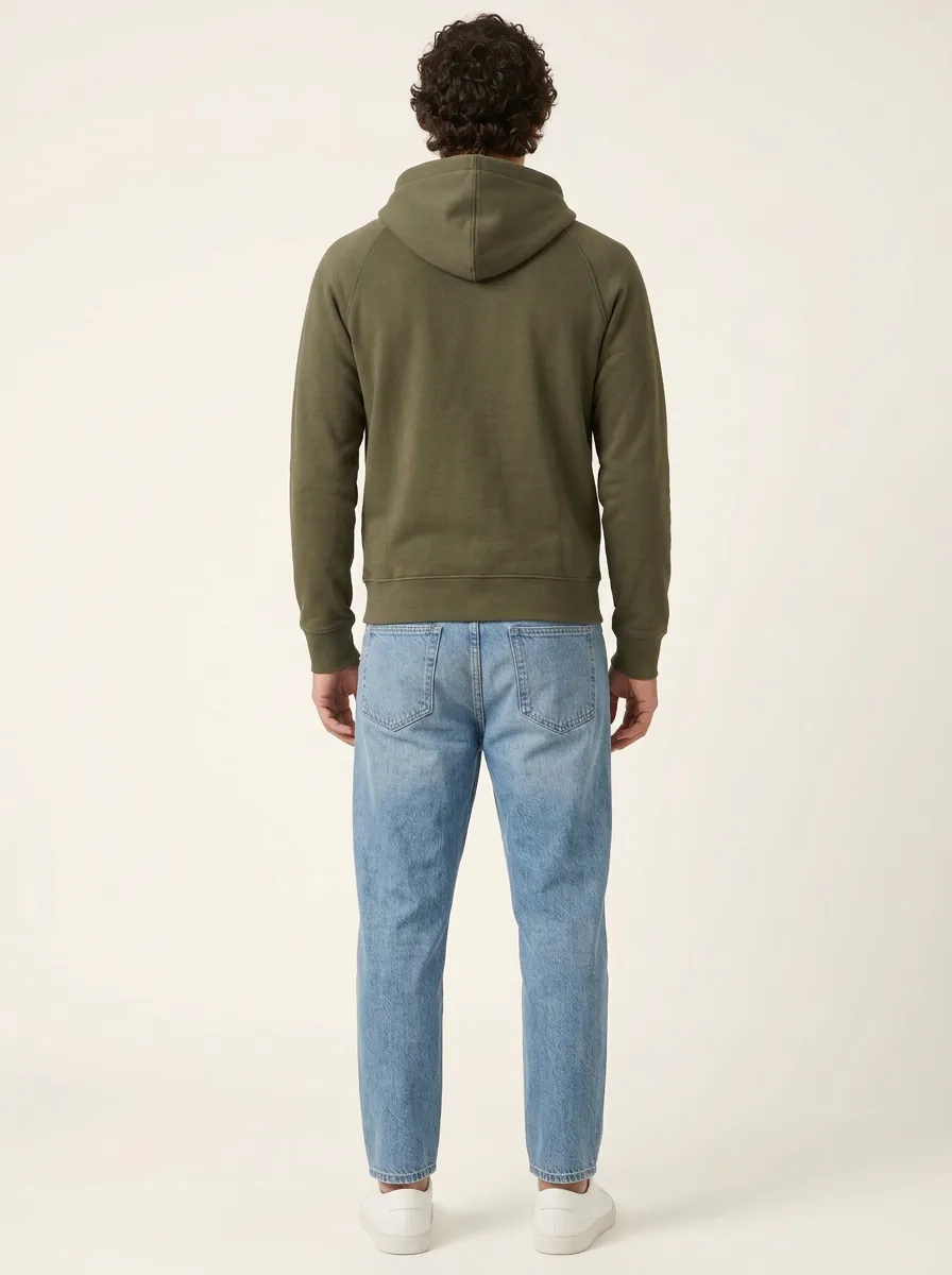 Men's Sleeve-Embroidered Raglan Full-Zip Hoodie & Jeans Set