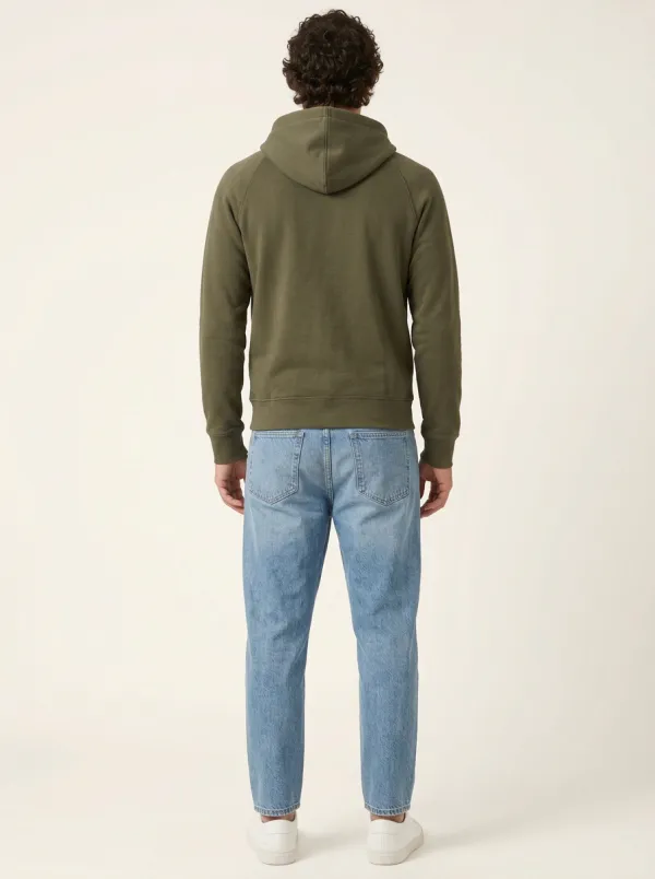 Men's Sleeve-Embroidered Raglan Full-Zip Hoodie & Jeans Set