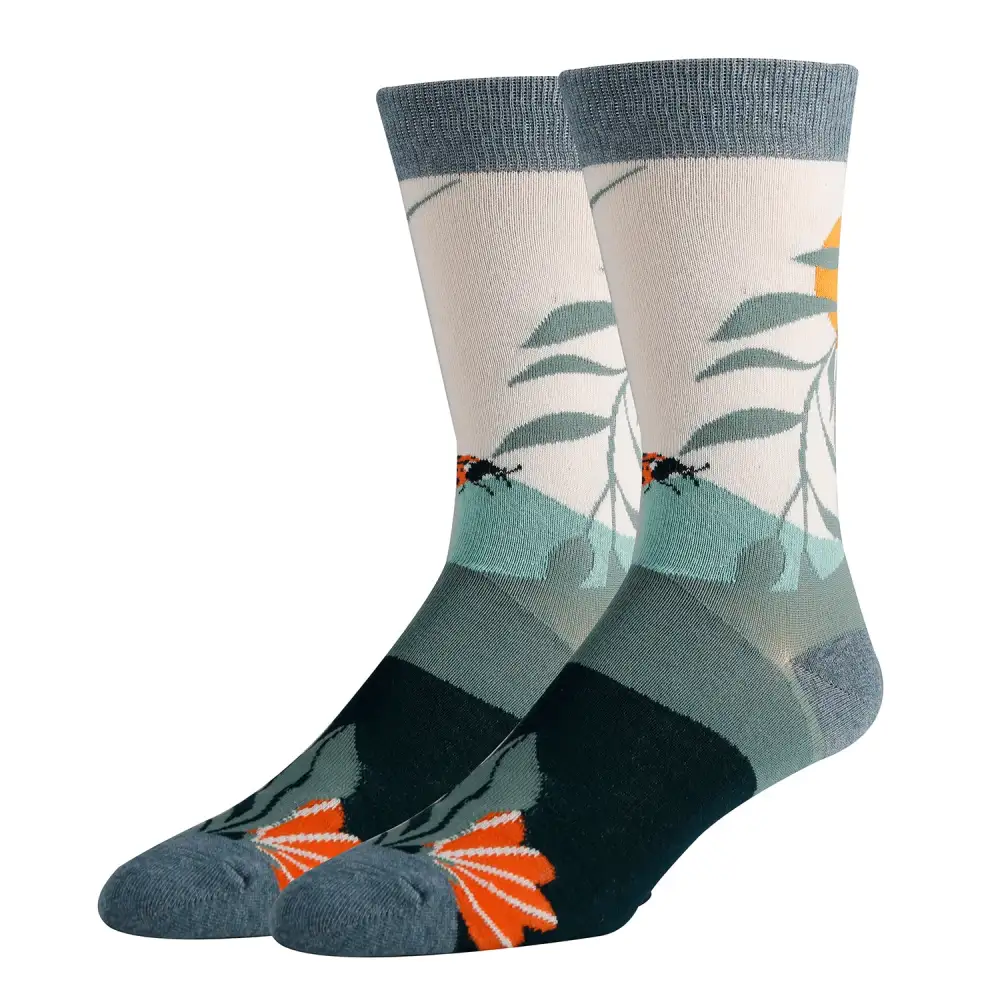 Classic Cotton Blend Tropical Motif Crew Socks