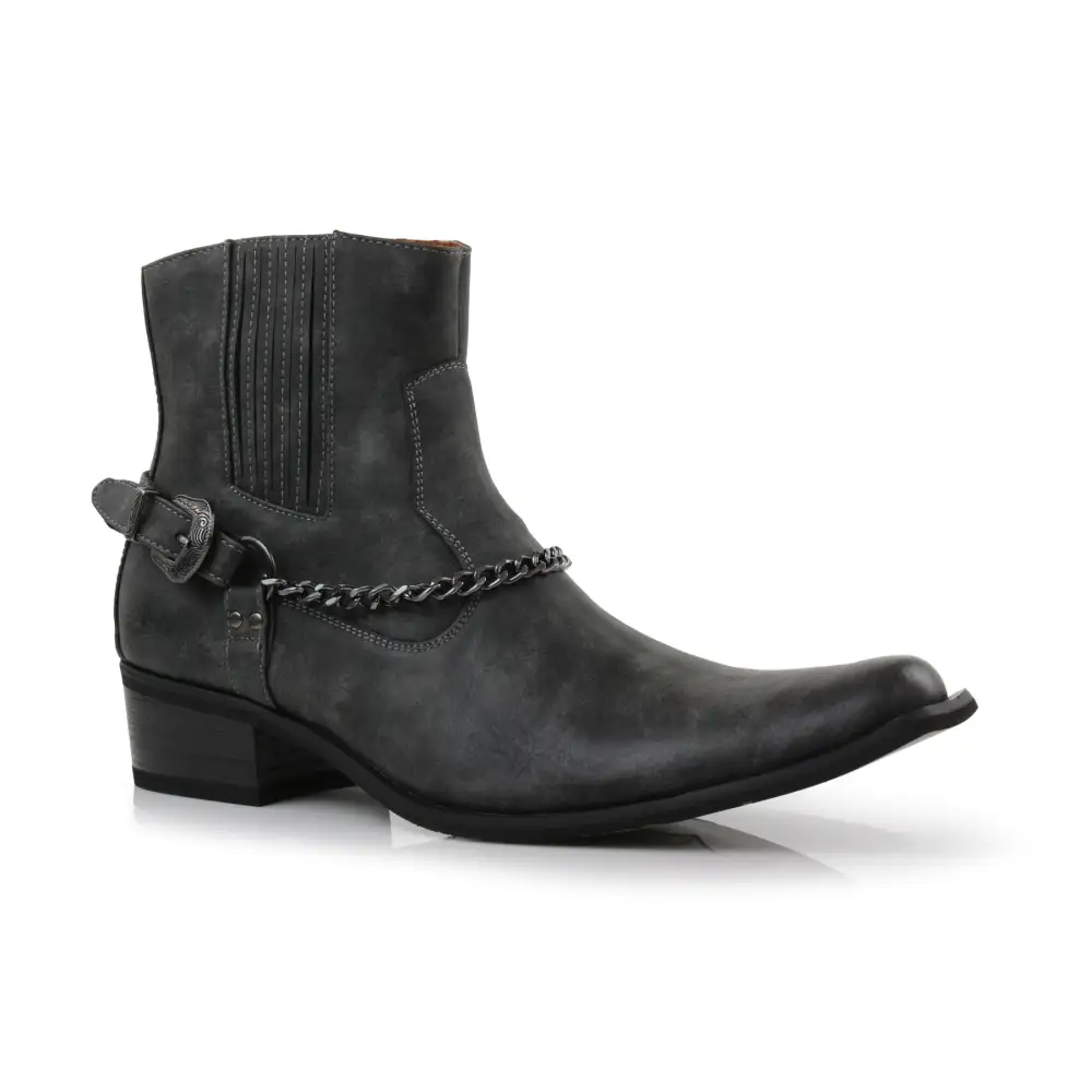Suede Faux-Leather Pointed-Toe Chelsea Boots
