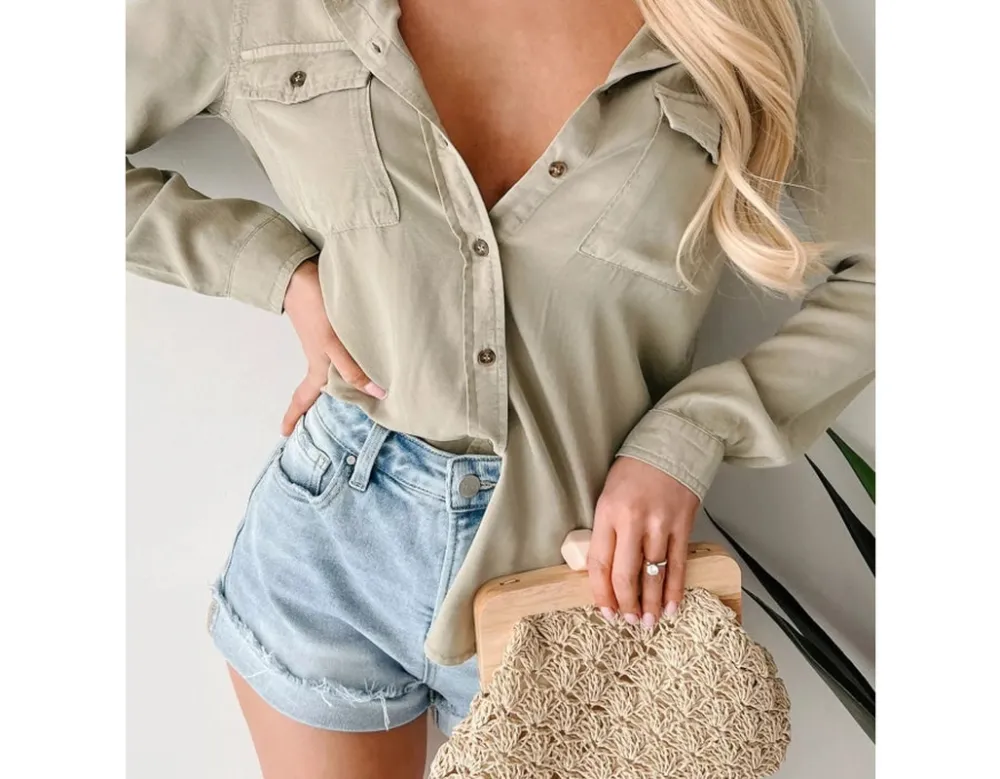 Button-Down Collared Denim Shirt
