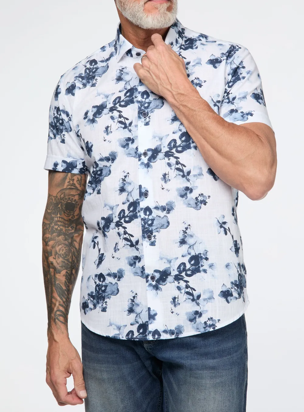 Watercolor Pattern Linen Effect Shirt