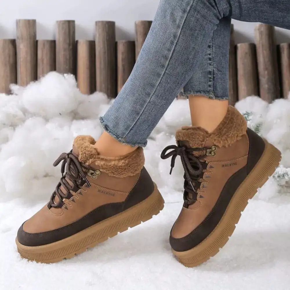 Relaxed Lace-Up Platform Ankle Boots