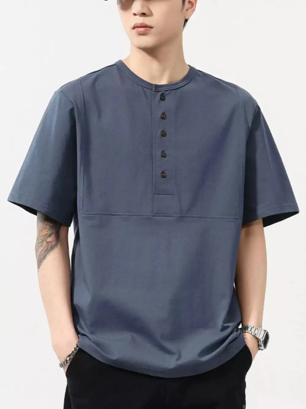 Button Detail Short Sleeve T-Shirt