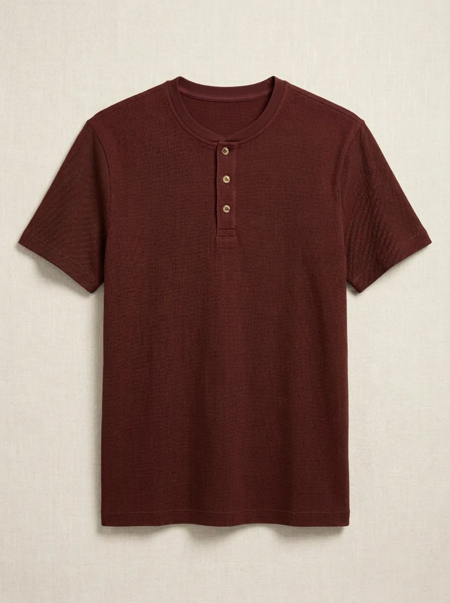 Refined Detailed Men's Short-Sleeve Henley Shirt