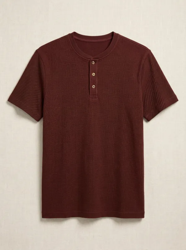 Refined Detailed Men's Short-Sleeve Henley Shirt