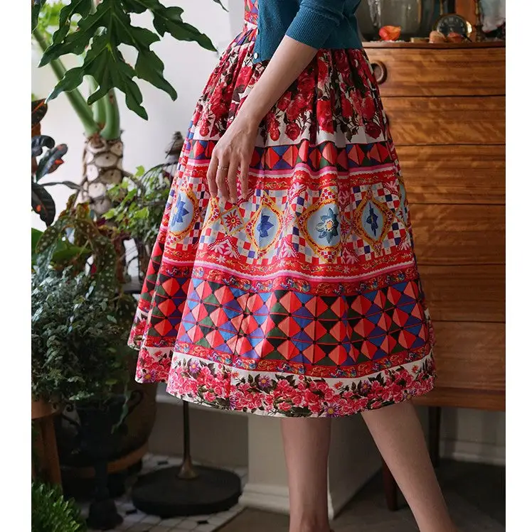 Roomy Casual Everyday Casual Floral Skirt