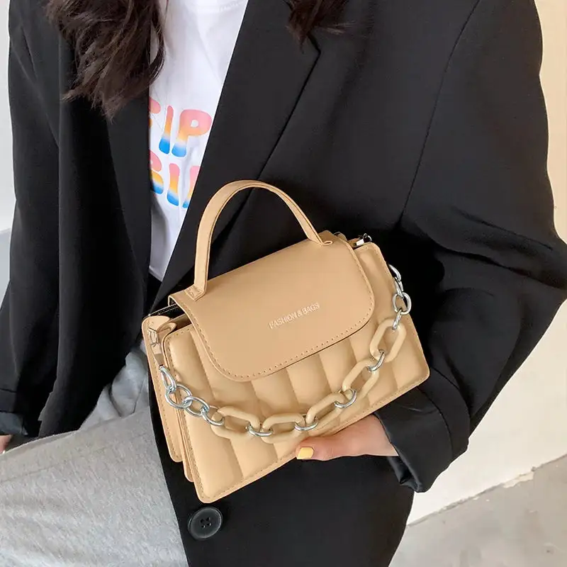 Edgy Quilted Black Chain Crossbody Bag