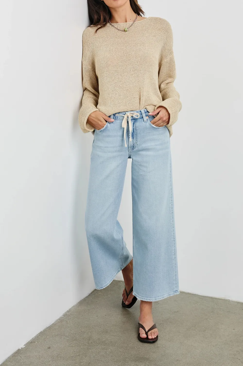 Cotton And Linen Blended Lightweight Women's Knit Sweater