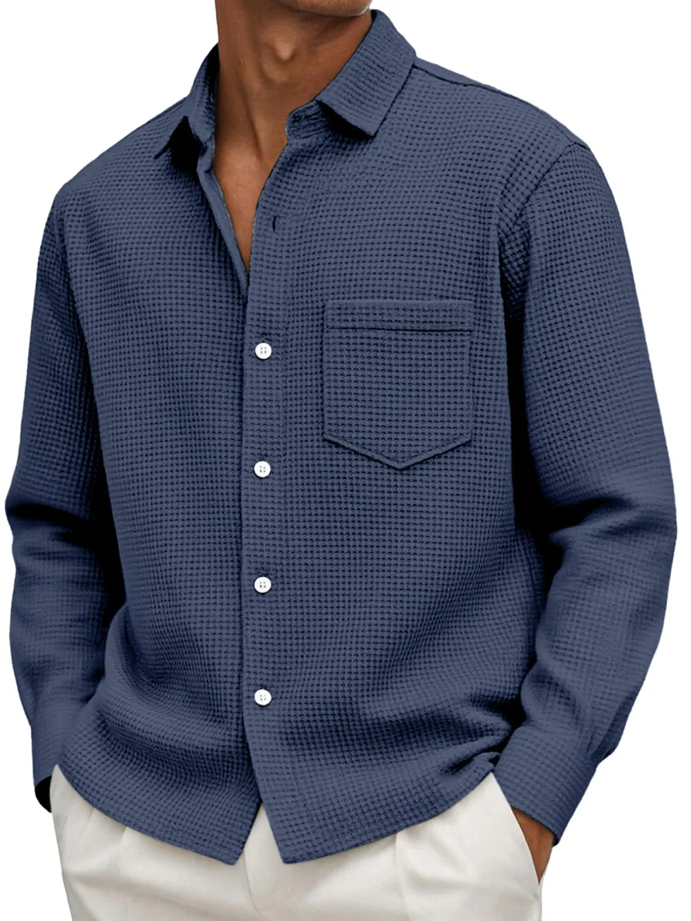 Roomy Textured Knit Pocket Shirt