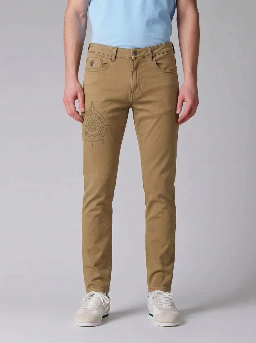 Men's Compass Graphic Printed Stretch Jeans
