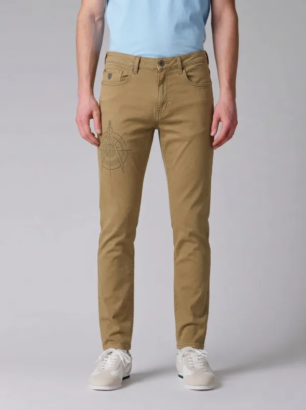 Men's Compass Graphic Printed Stretch Jeans