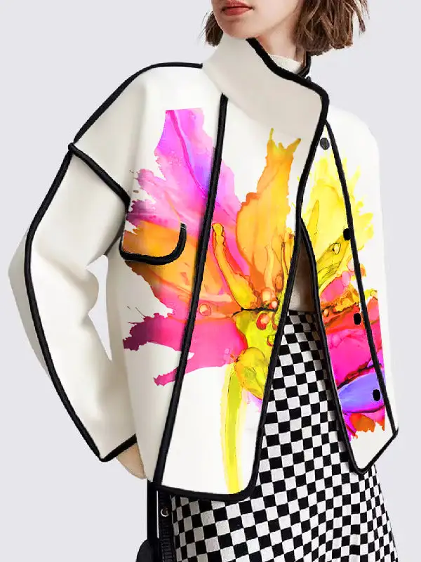 Printed Button Front Jacket