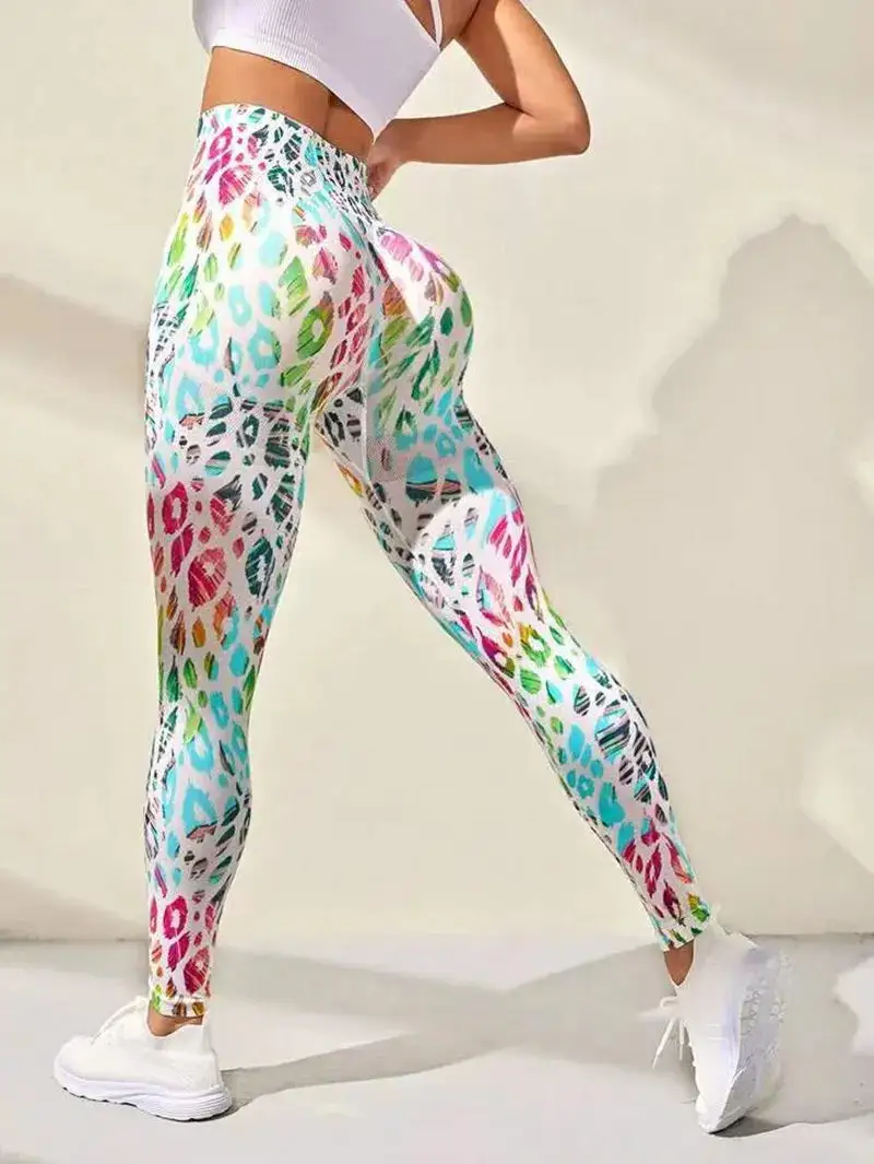 Print Tie Dye Sports Seamless High Waist Fitness Leggings Gym Workout