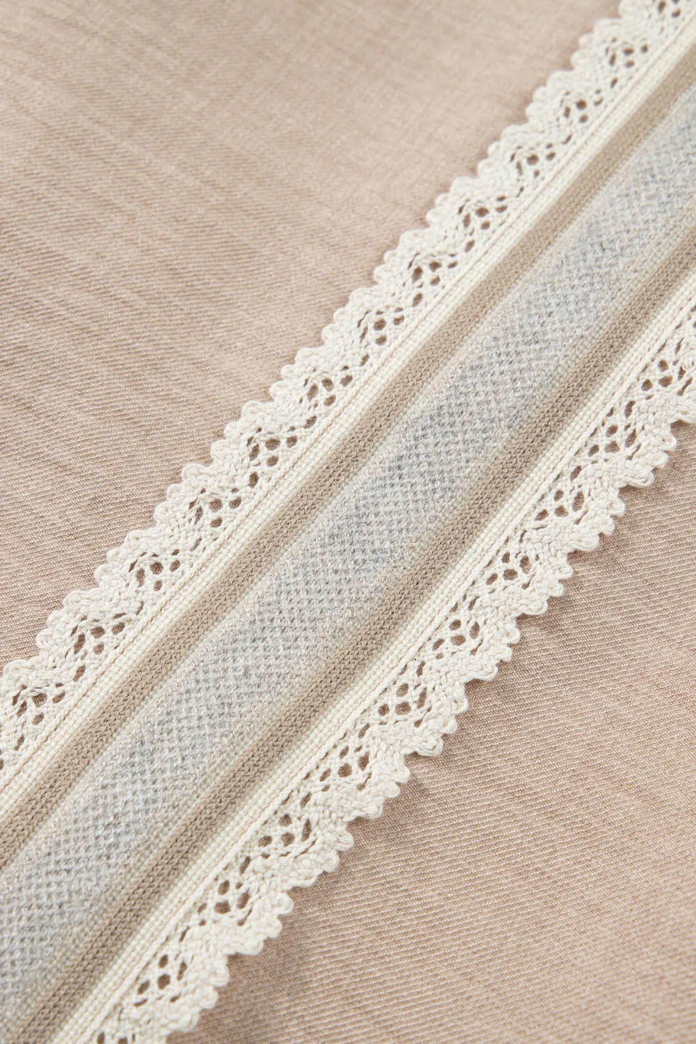 Parchment Crochet Lace Accent Pullover Blouse