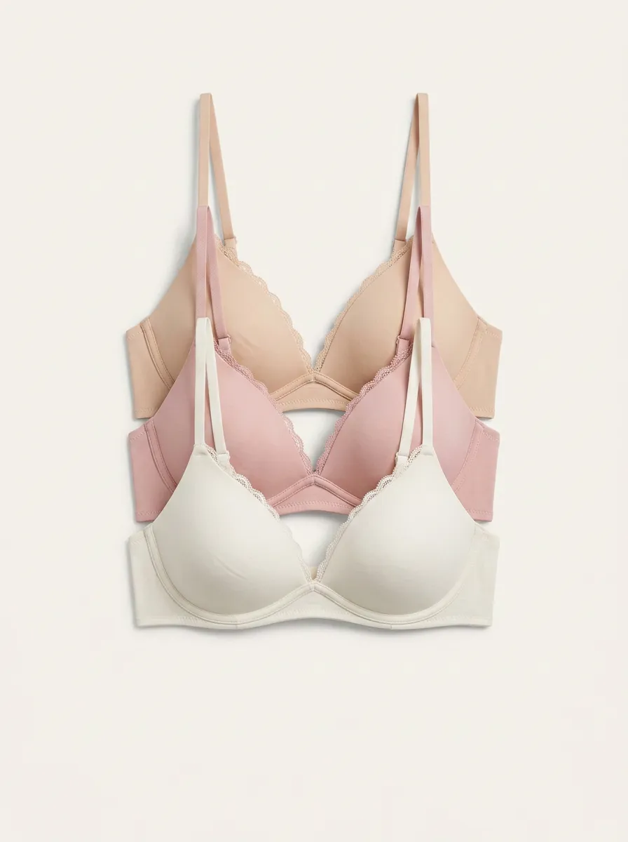Clean-Look Lace-Trim Women's Three-Piece Bra Set