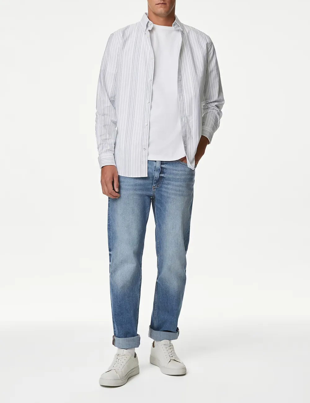 Men's Blue Loose Fit Stretch Denim Jeans