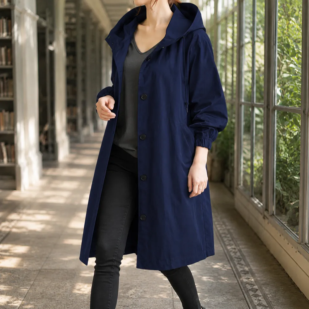 Hooded Calf-Length Overcoat