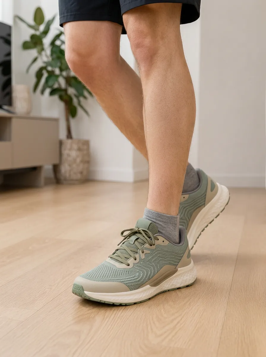 Men's Olive Green Wave Pattern Printed Running Shoes
