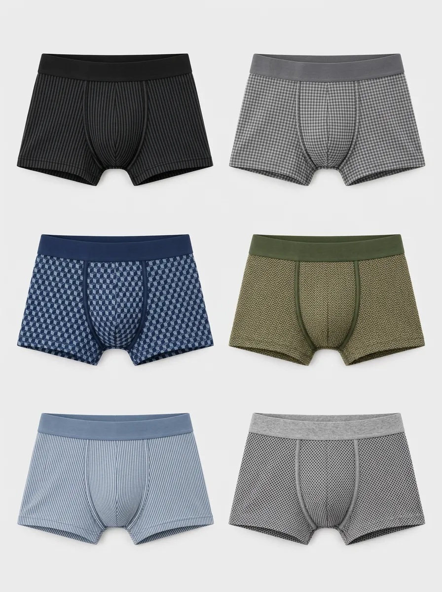 Men's Multi-Pack Geometric Striped Pattern Printed Boxer Briefs