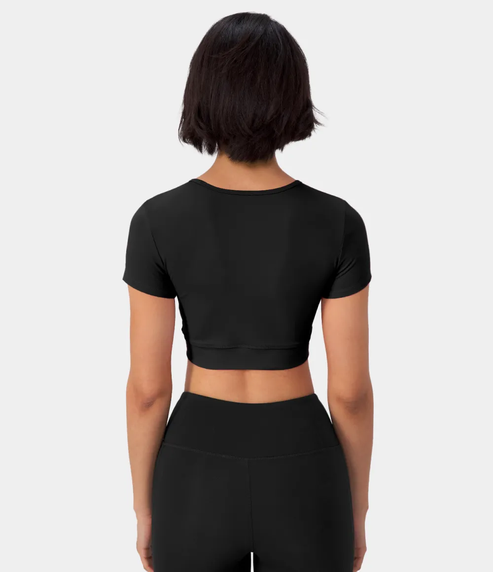 Softlyzero Plush Crossover Hem Cropped Sports Top