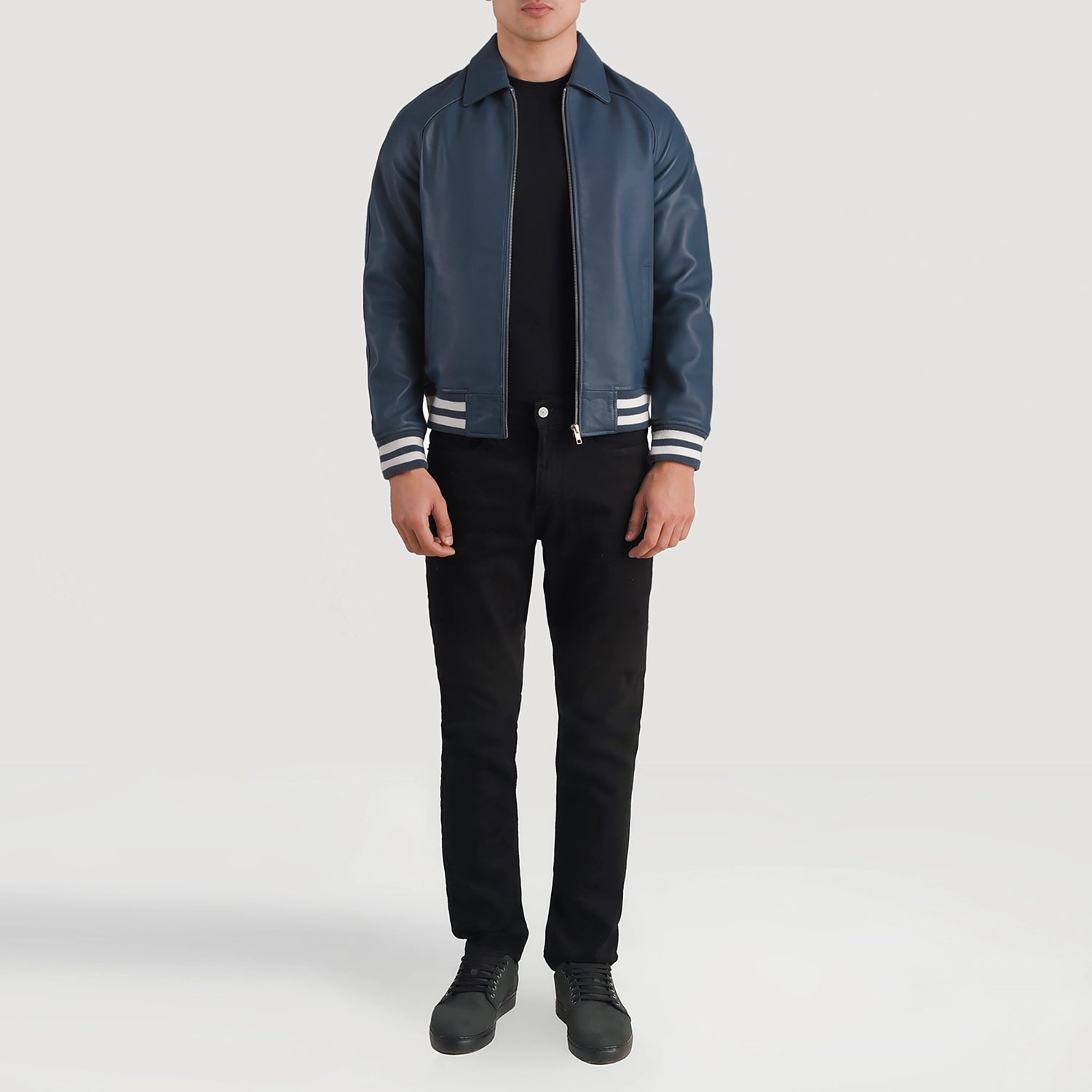 Men's Classic Rugged Leather Varsity Jacket