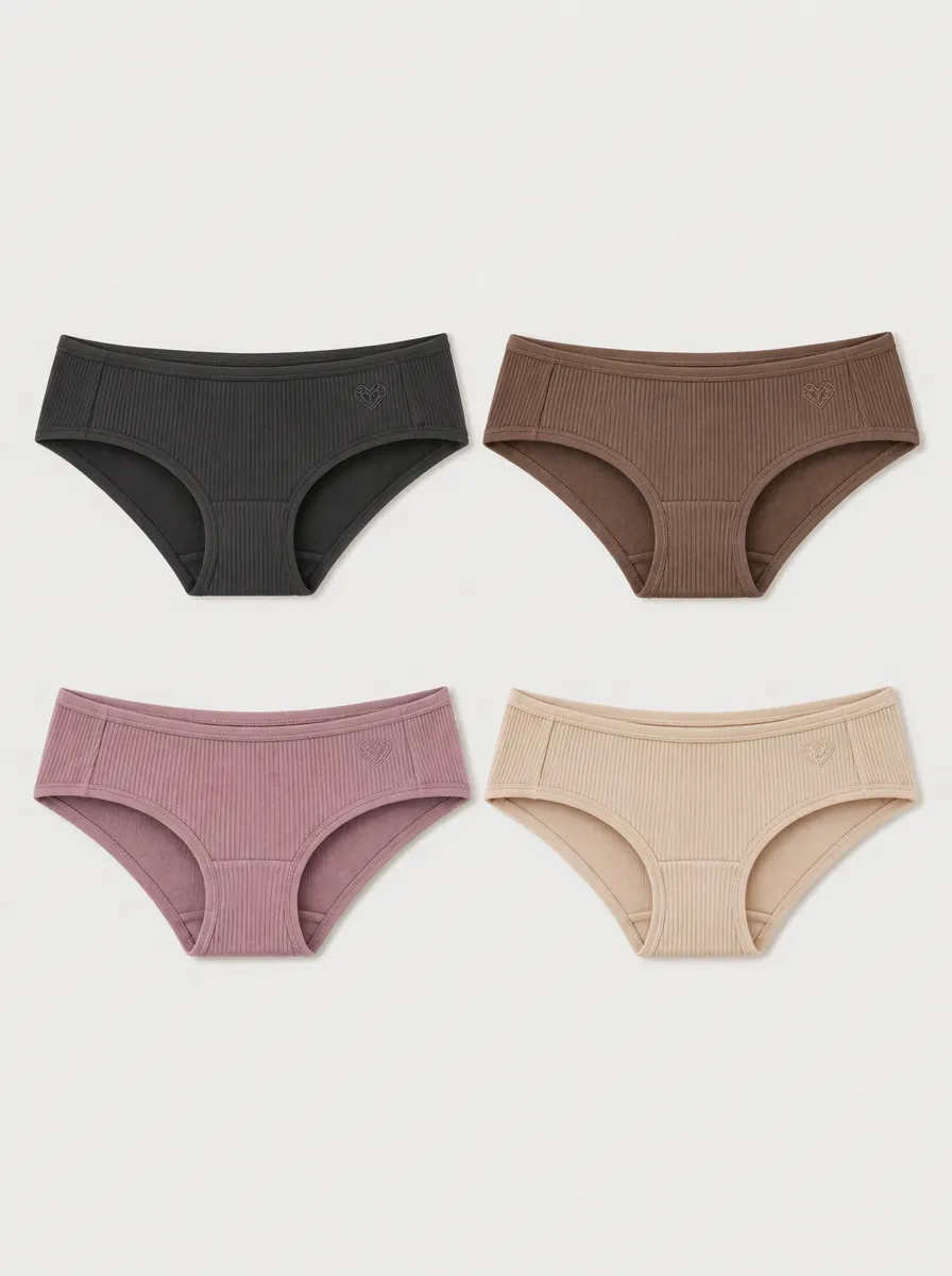 Women's Multicolor Ribbed Hipster Briefs 4-Pack