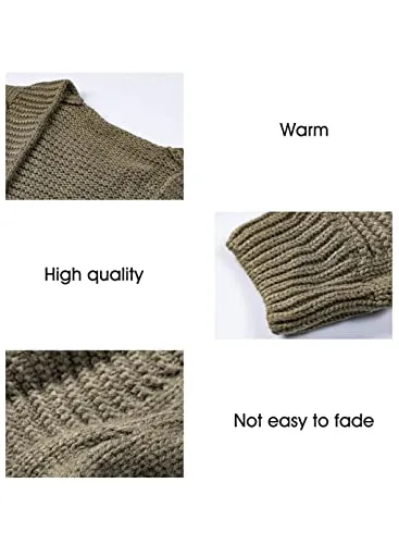 Womens Open Front Long Sleeve Chunky Knit Cardigan Sweaters Loose Outwear Coat