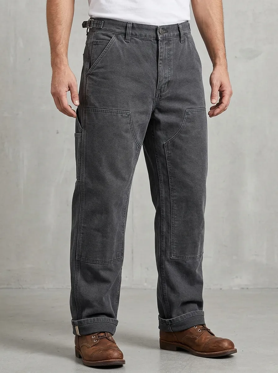 Men's Heavy Duty Charcoal Double Knee Work Pants