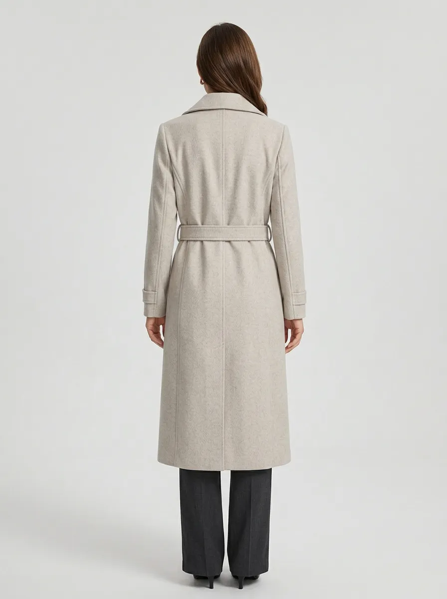 Women's Double-Breasted Belted Minimalist Long Trench Coat