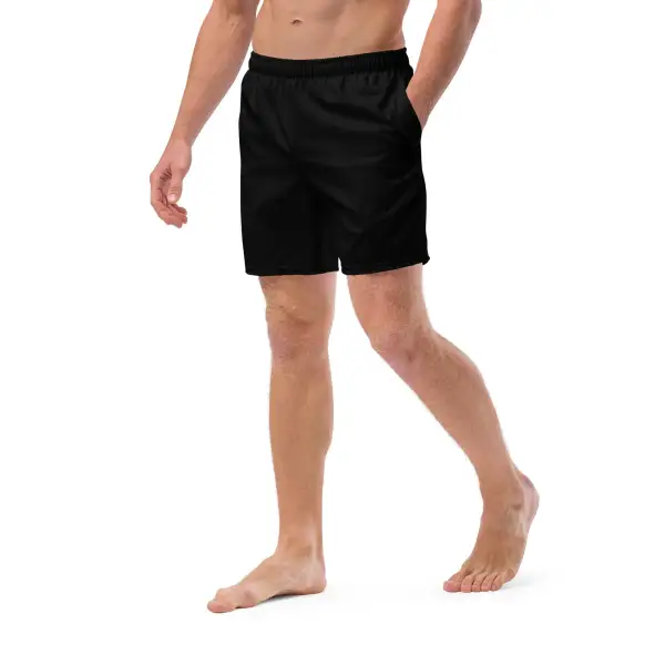 Elastic Waist Drawcord Printed Swim Trunks