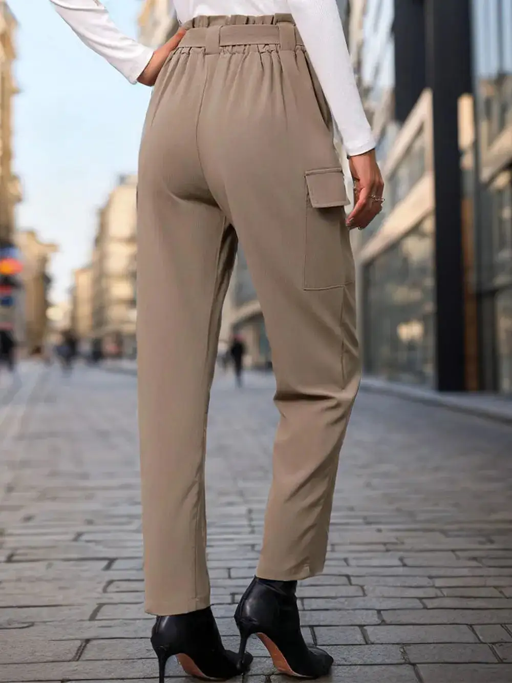 High Waist Straight Leg Casual Everyday Pants