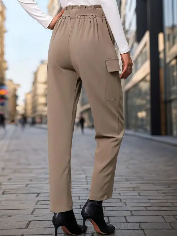 High Waist Straight Leg Casual Everyday Pants