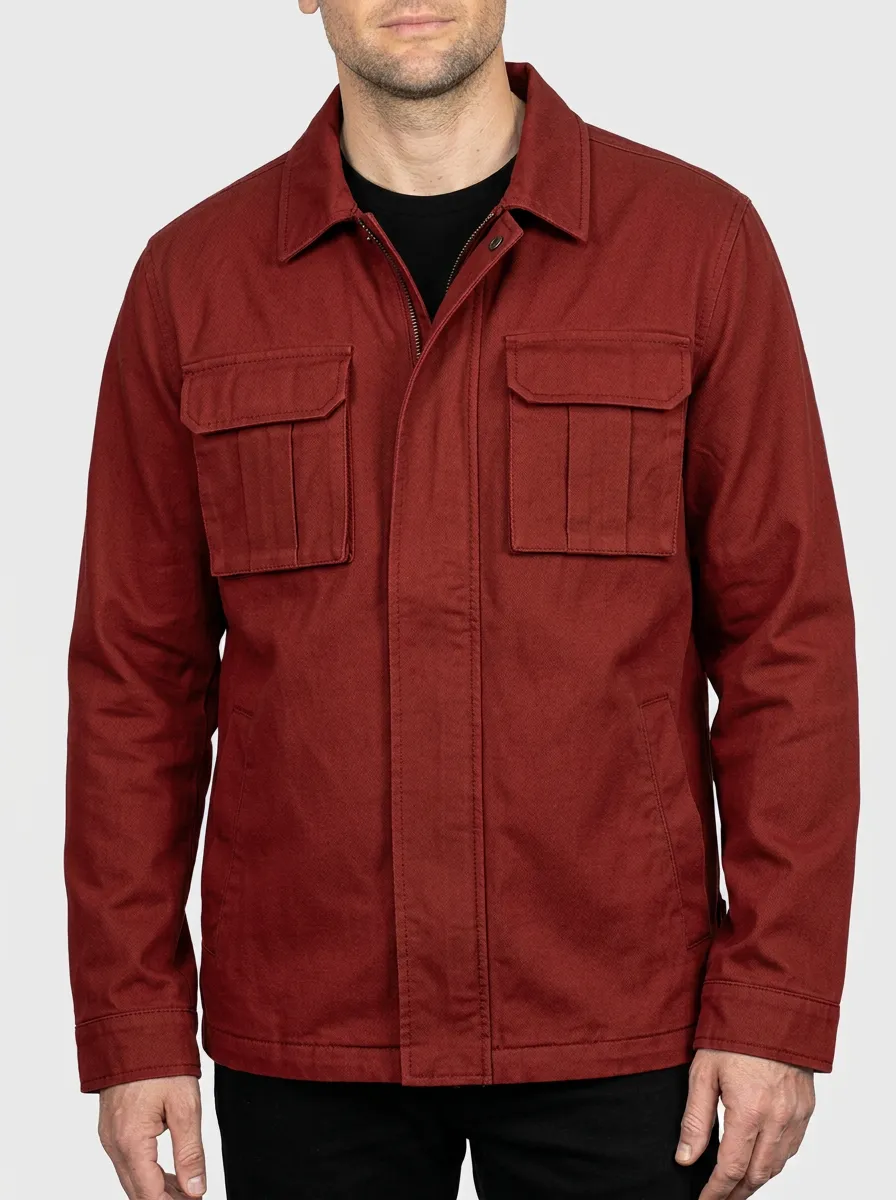 Men's Military Style Olive Green Utility Field Jacket