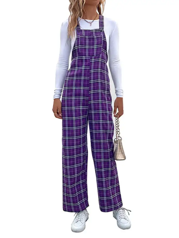 Lissa Plaid Overall Jumpsuit