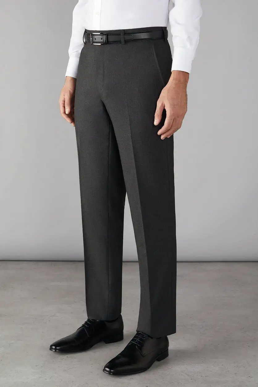 Men's Tailored Fit Flat Front Fitted Suit Trousers