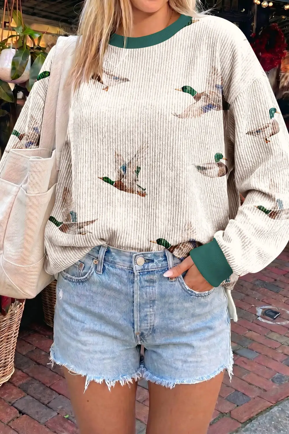 Women's Ribbed Twist Detail Pullover Top